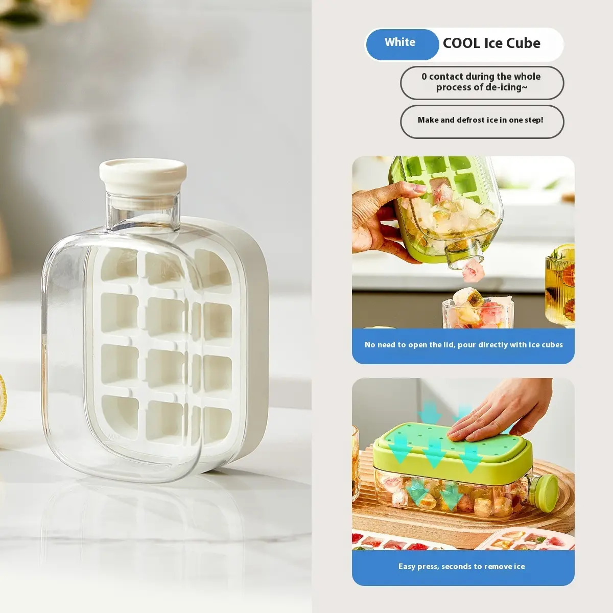 One-Click Molding Cooling Cup,Instant Ice Maker,Zero-Contact Design,Straw