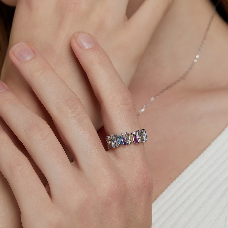 Personality Color Zirconium Inlaid Irregular Ring