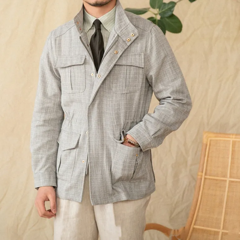 Cotton And Linen Stand-up Collar Cinched M65
