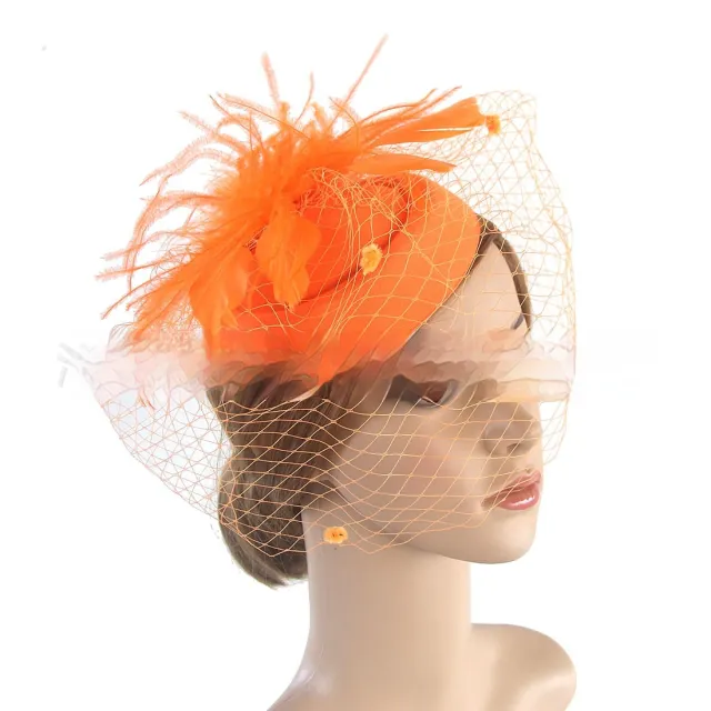 Vintage Bridal Veil Headdress Veil Billycock Orange - Shop at LoveMi