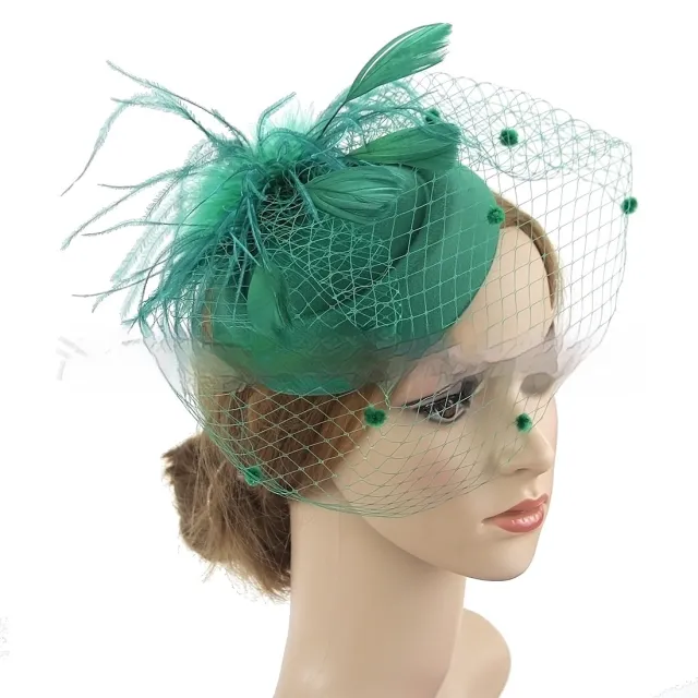Vintage Bridal Veil Headdress Veil Billycock Green - Shop at LoveMi