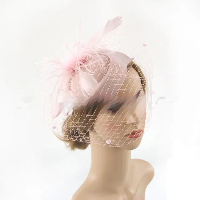 Vintage Bridal Veil Headdress Veil Billycock Nude Pink - Shop at LoveMi