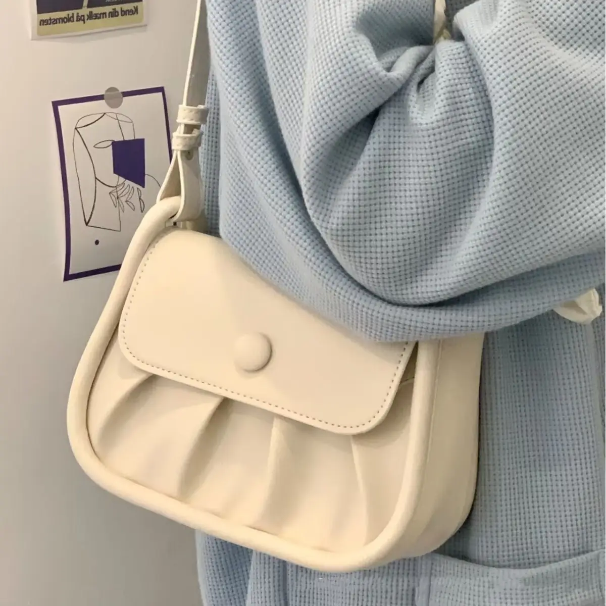 Women's Small Square Pleated All-match Shoulder Messenger Bag