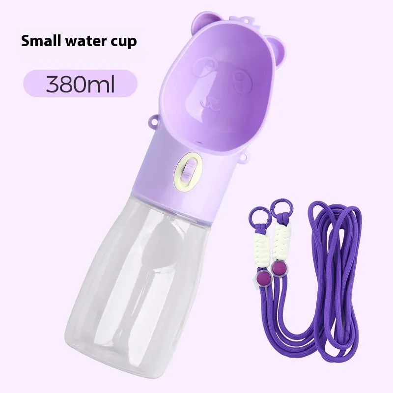 2 In 1 Portable Dog Water Bottle For Small Big Dogs Cat Outdoor Leak-proof Puppy Drinking Bowl With Food Container Pets Feeder Pet Products - 380Ml...