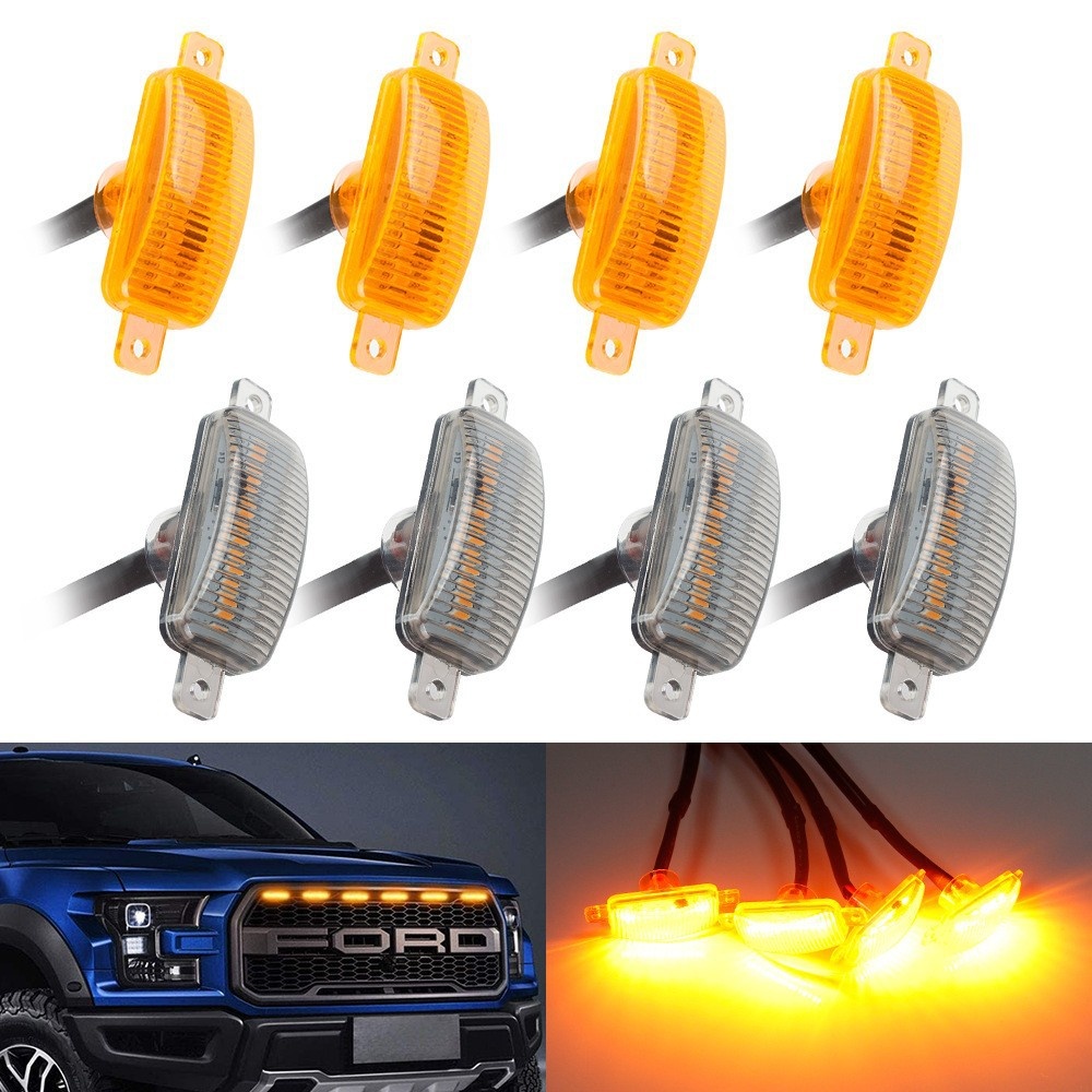 Radiator Grille Of Car Small Yellow Light Off-road Modification