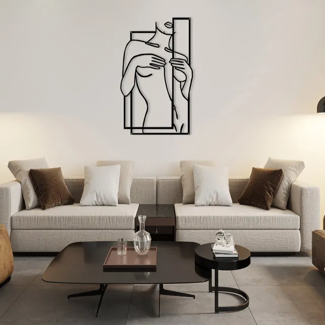 Girly Body Line Silhouette Wall Decoration 35X21.5Cm Black 1Pc - Shop at LoveMi