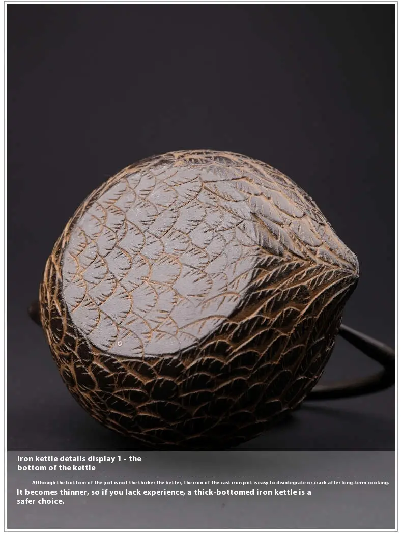 Handmade Uncoated Japanese Fish Pattern Old Teapot Quail Iron Pot
