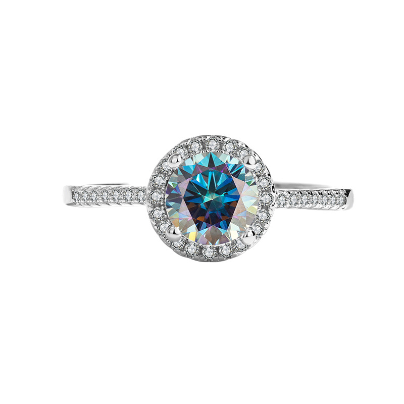 Women's S925 Sterling Silver 1 Karat Round Moissanite Ring