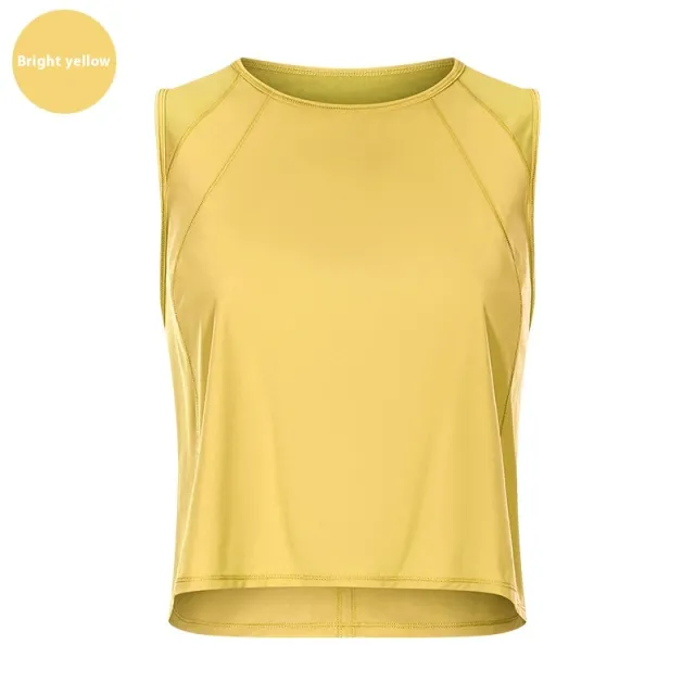 Solid Color Yoga Clothes Without Chest Pad Workout Sleeveless Vest Bright Yellow - Shop at LoveMi