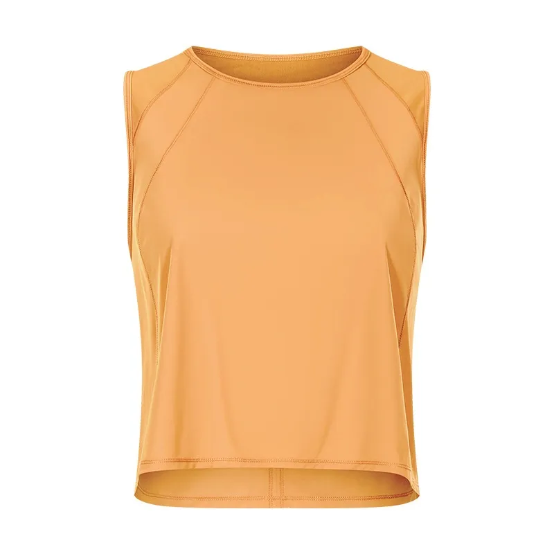 Solid Color Yoga Clothes Without Chest Pad Workout Sleeveless Vest - Orange