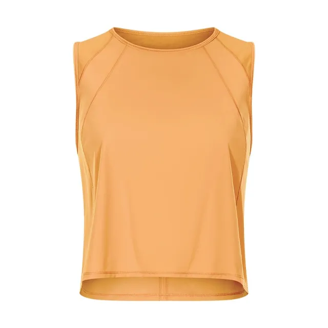 Solid Color Yoga Clothes Without Chest Pad Workout Sleeveless Vest Orange - Shop at LoveMi