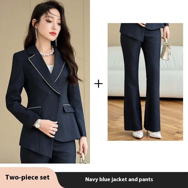 Business Suit High-grade Sentong Qin Formal Suit Jacket - Navy Blue Set