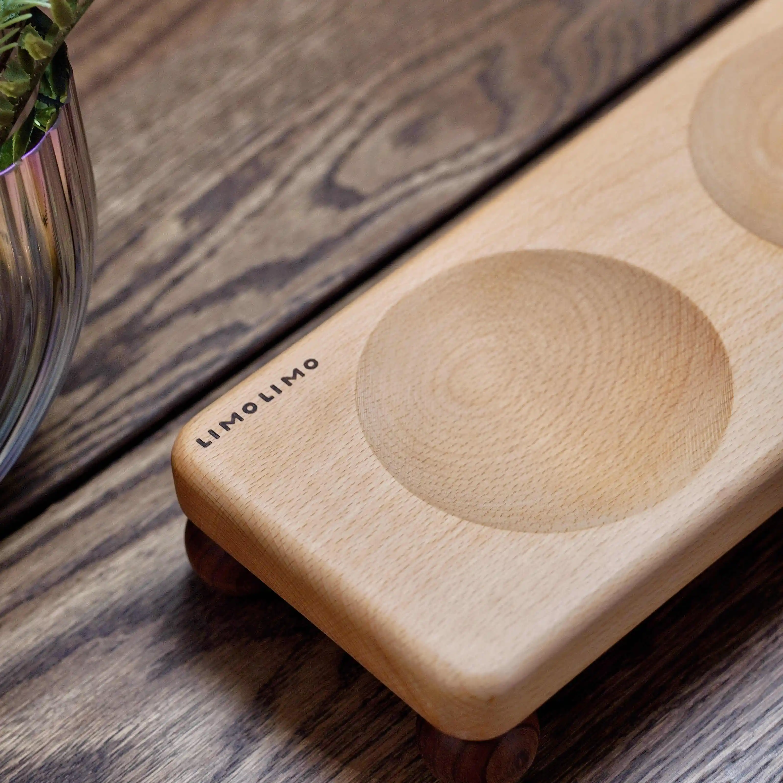 Solid Wood Cat Bowl Ceramic Pet Feeding
