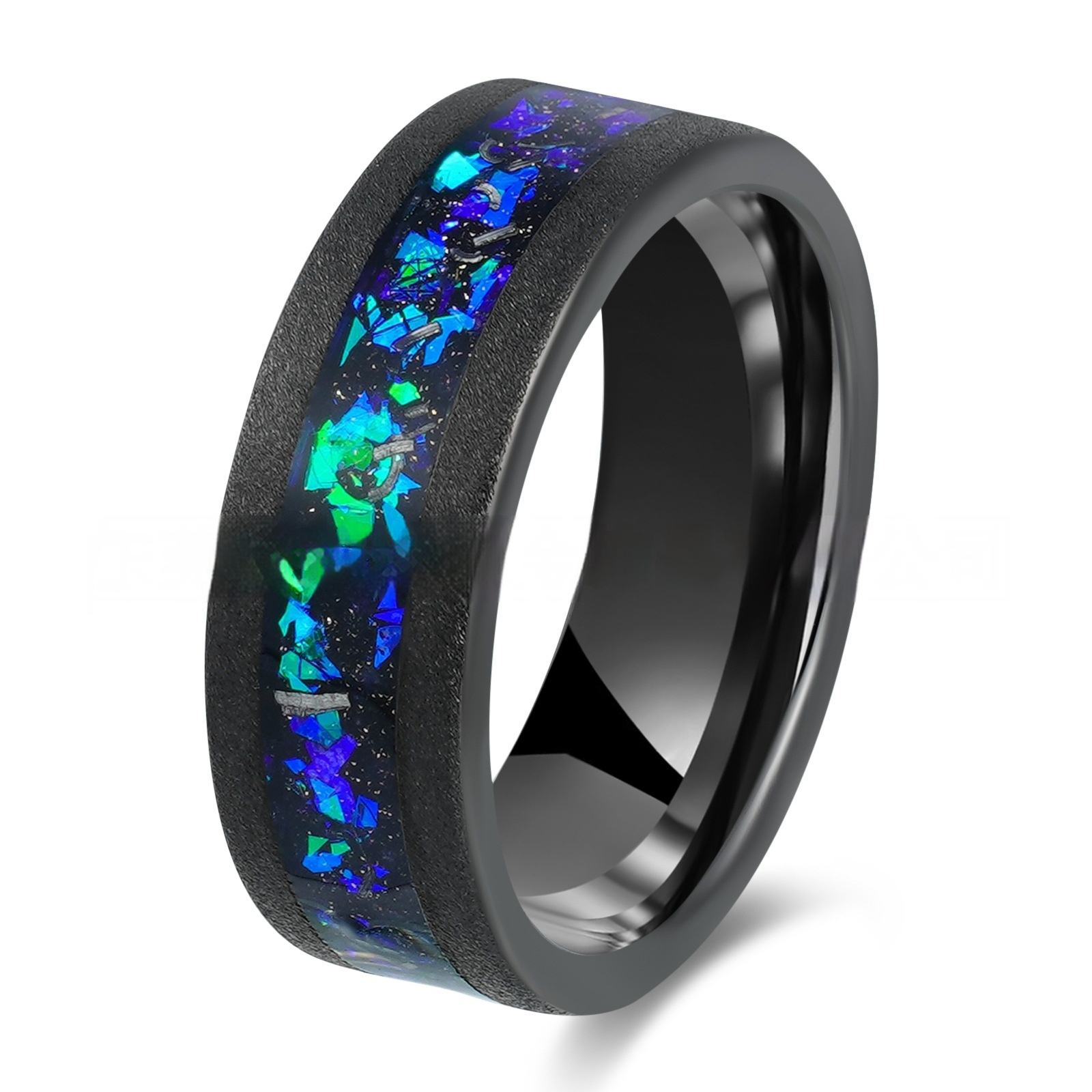 Fashion Tungsten Ring Inlaid With Colorful Gravel