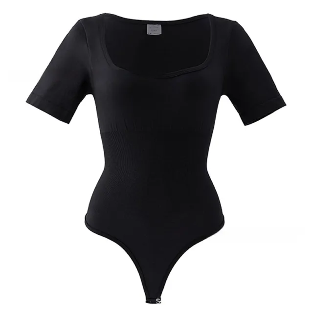 Square Collar One piece Corset Belly Contracting Hip Raise Skinny Black - Shop at LoveMi