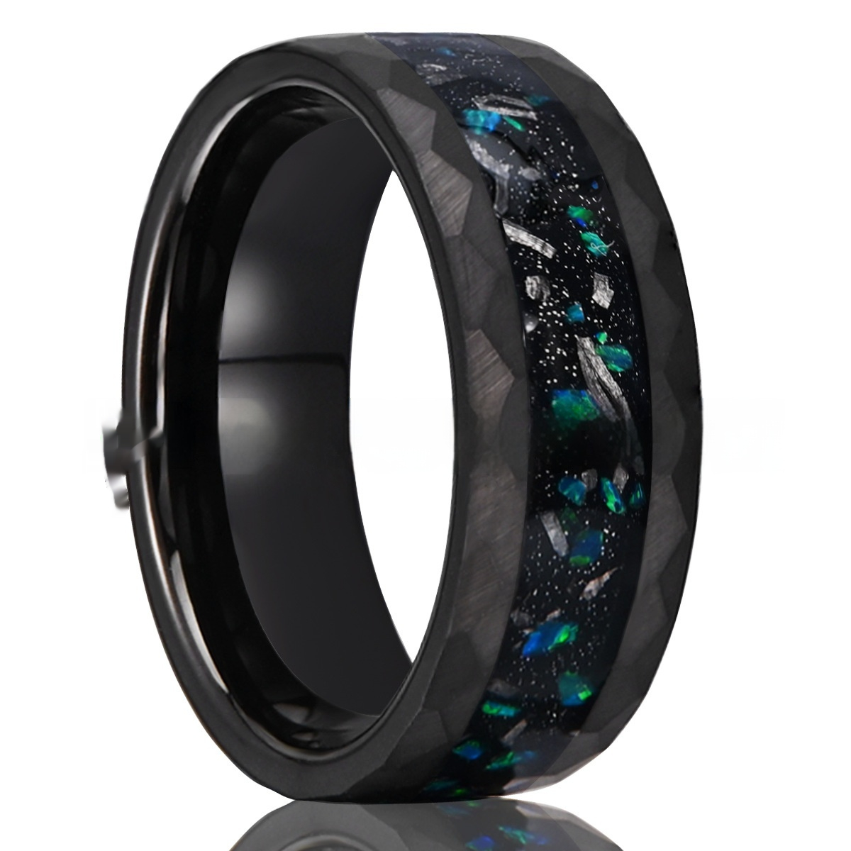 Black Tungsten Steel Inlaid Aobao Ring