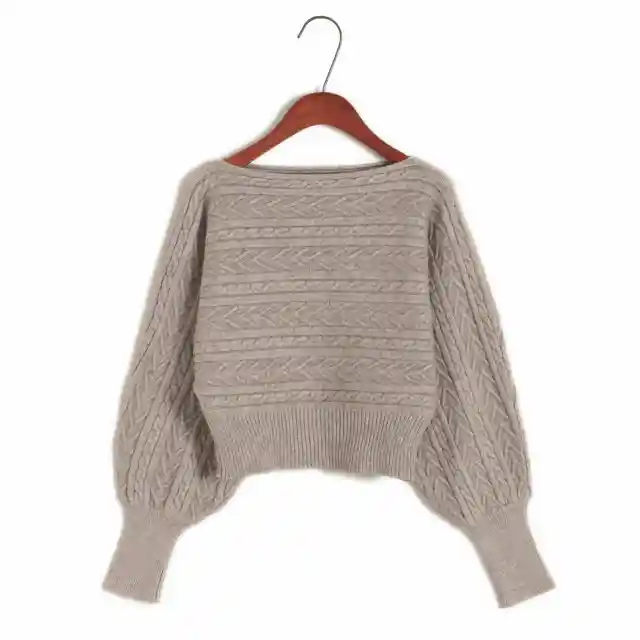 Women's Loose Off Shoulder Sweater Batwing Shirt Short Sweater Almond Color - Shop at LoveMi