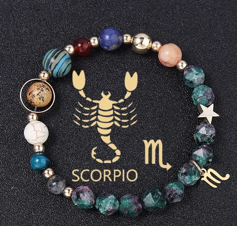 Natural Stone Twelve Constellations Bracelets Cut Hemp Stone Fashion Scorpio - Shop at LoveMi