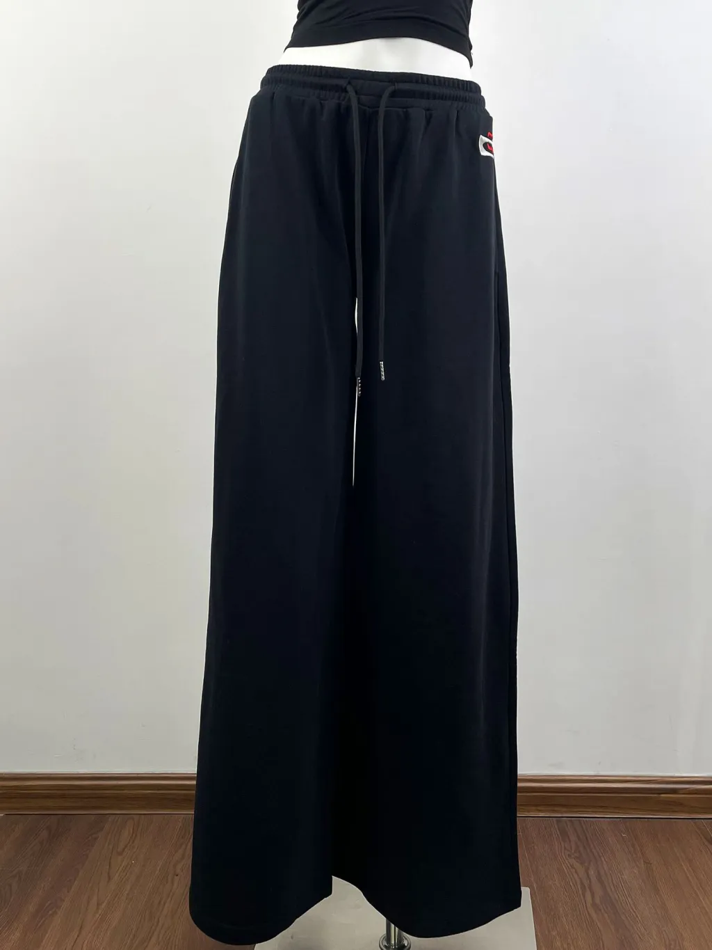 Retro Color Collision Design Tube Top Straight Wide Leg Pants Mop Casual - Wide Leg Pants-M