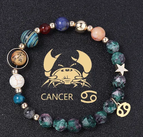 Natural Stone Twelve Constellations Bracelets Cut Hemp Stone Fashion Cancer - Shop at LoveMi