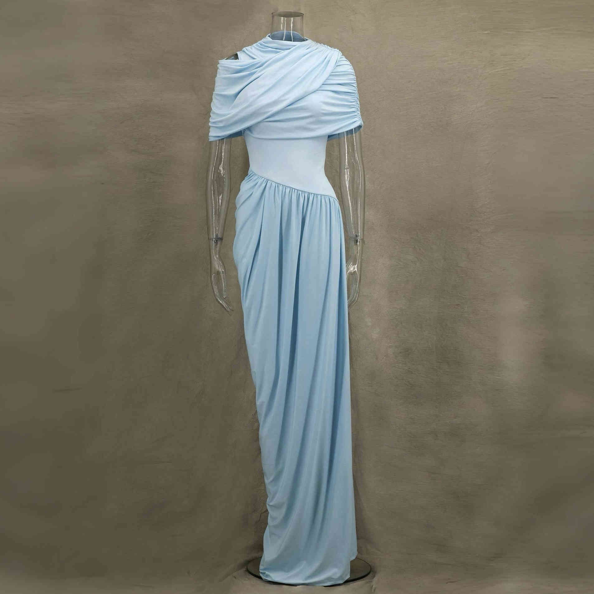Women Elegant Pleated Evening Dinner Party Prom Wedding Maxi Dress