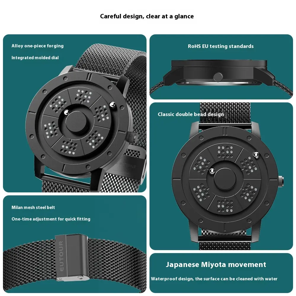 Fashion Sports Quartz Watch Blue Steel Timepiece