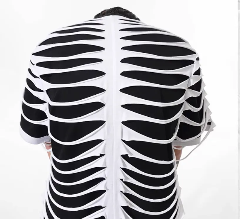 Special-interest Design Hollow Cut Bone T-shirt