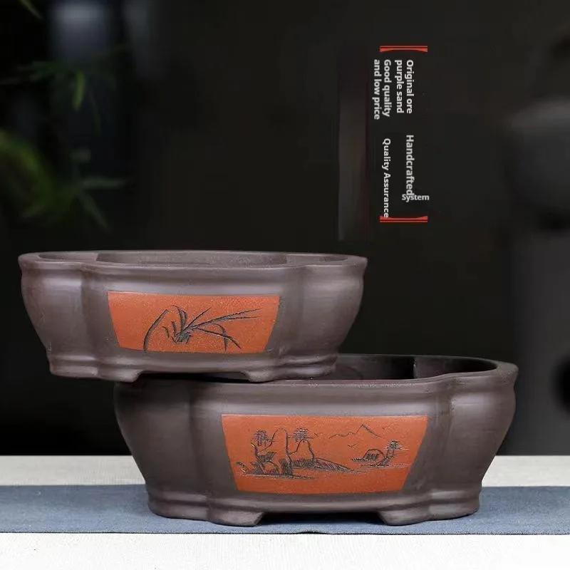 Purple Sand Flower Pot Begonia Bonsai Pot Pot Ceramic