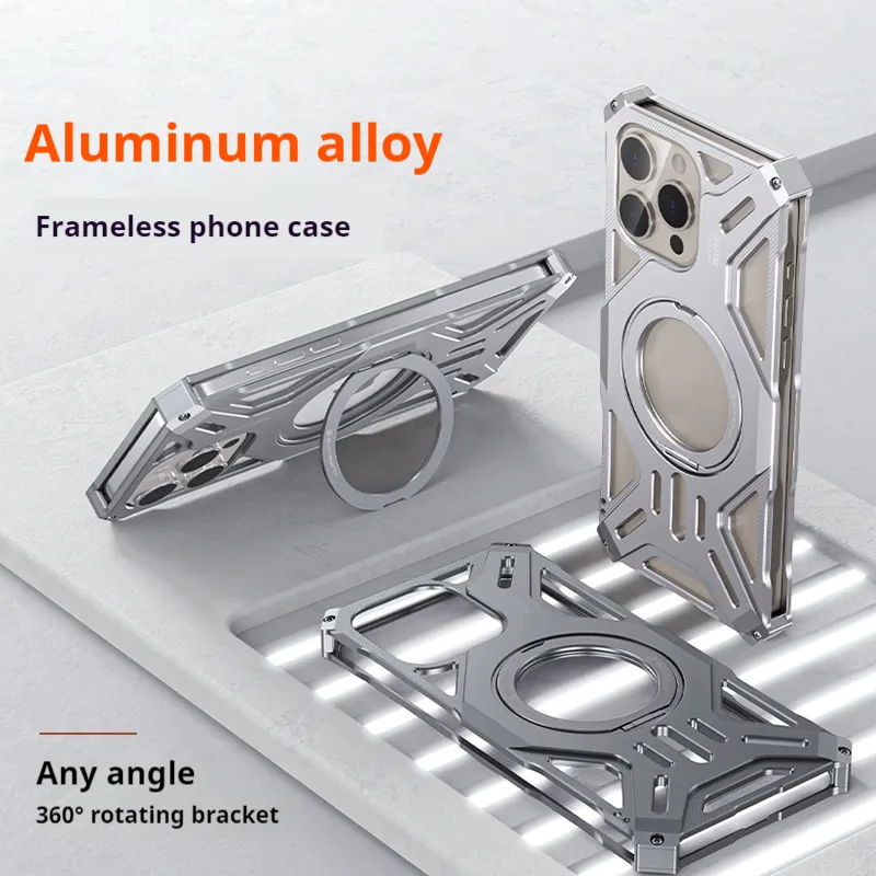 Aluminum Alloy Phone Case Full-covered Magnetic Rotating