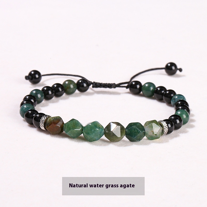 Natural Crystal Diamond Rhombus Bead Woven Bracelet
