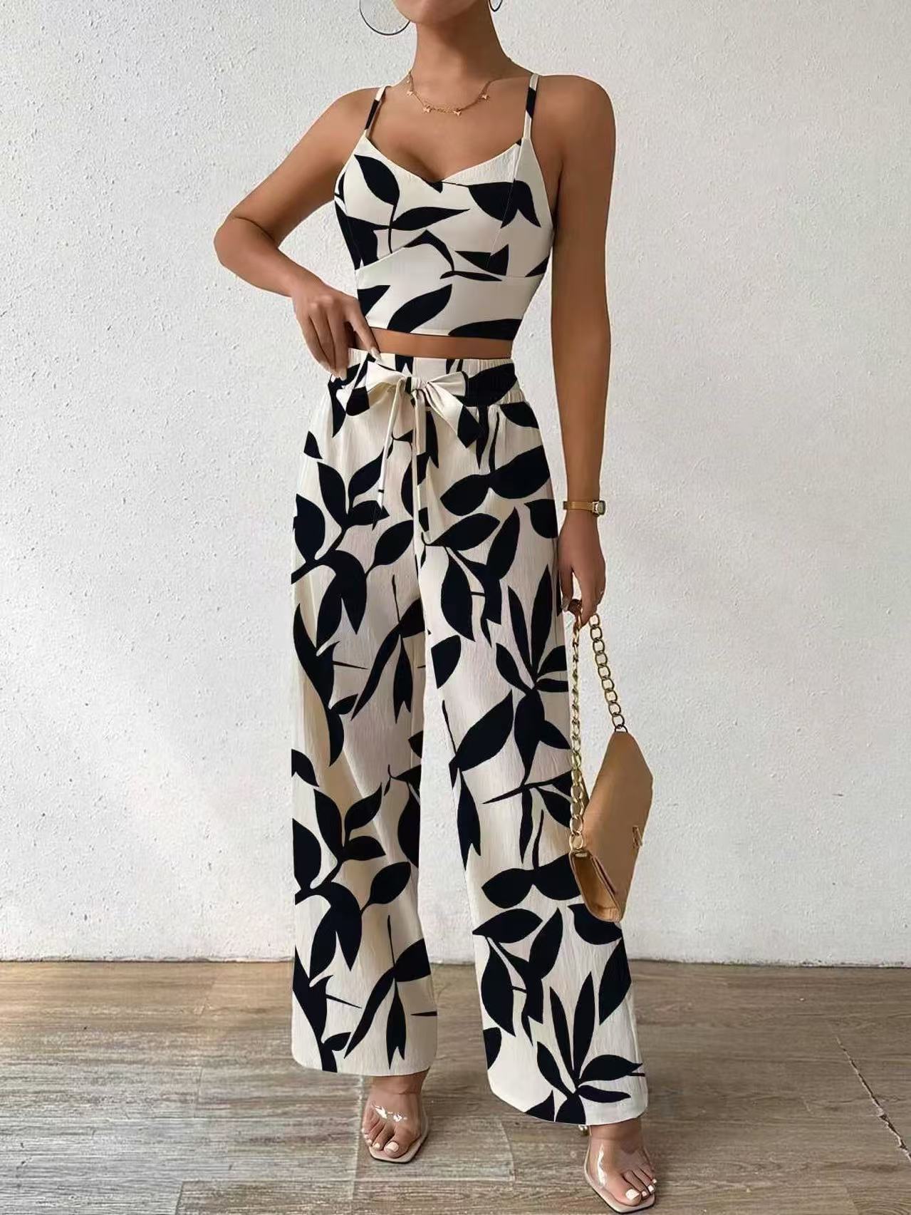 Women's Printed Spandex Straight Type Suit