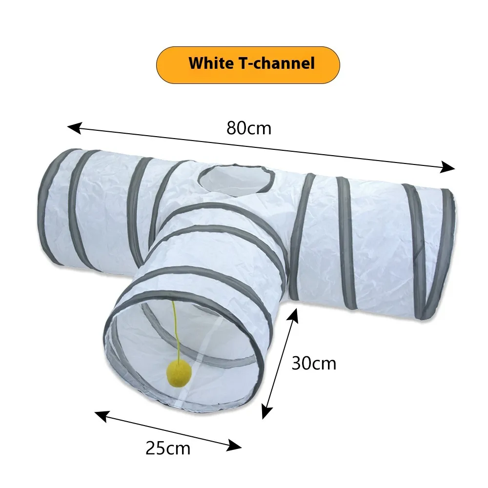 White Cat Tunnel Rolling Dragon Pet Toy Supplies - B02221 White T