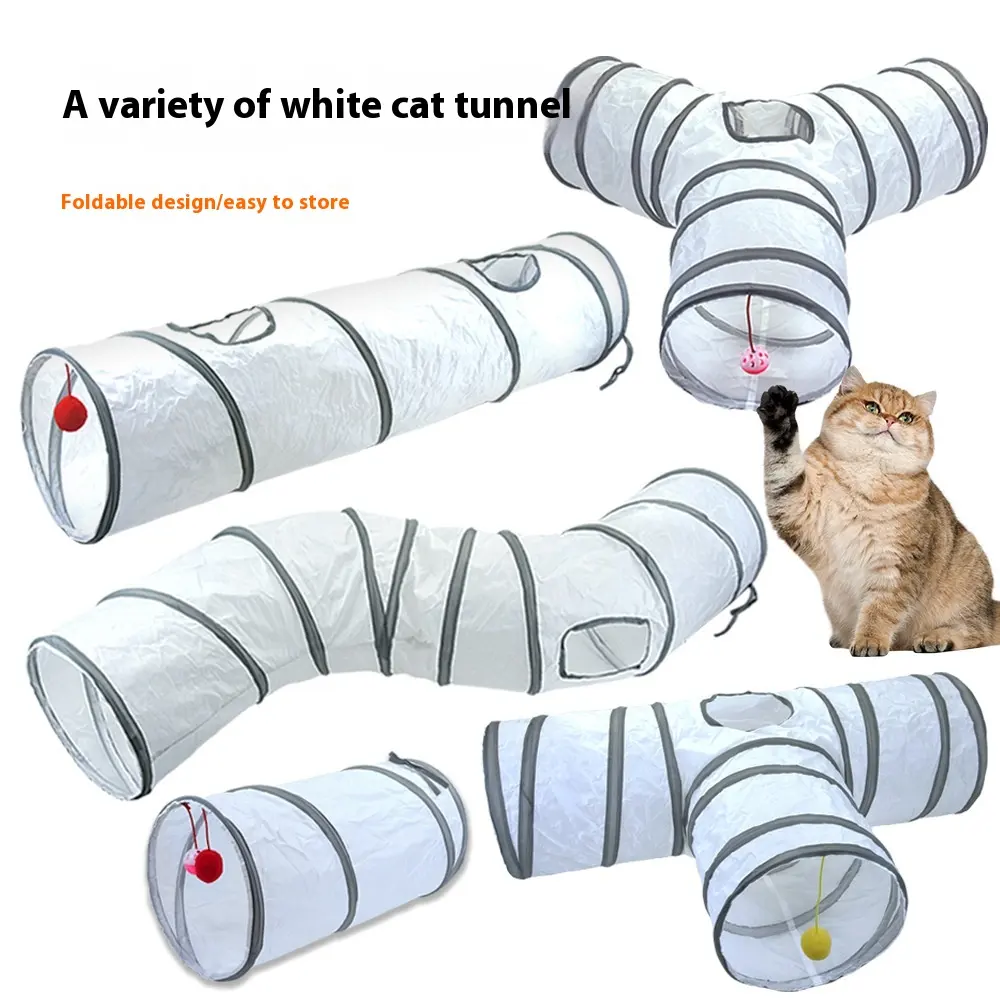 White Cat Tunnel Rolling Dragon Pet Toy