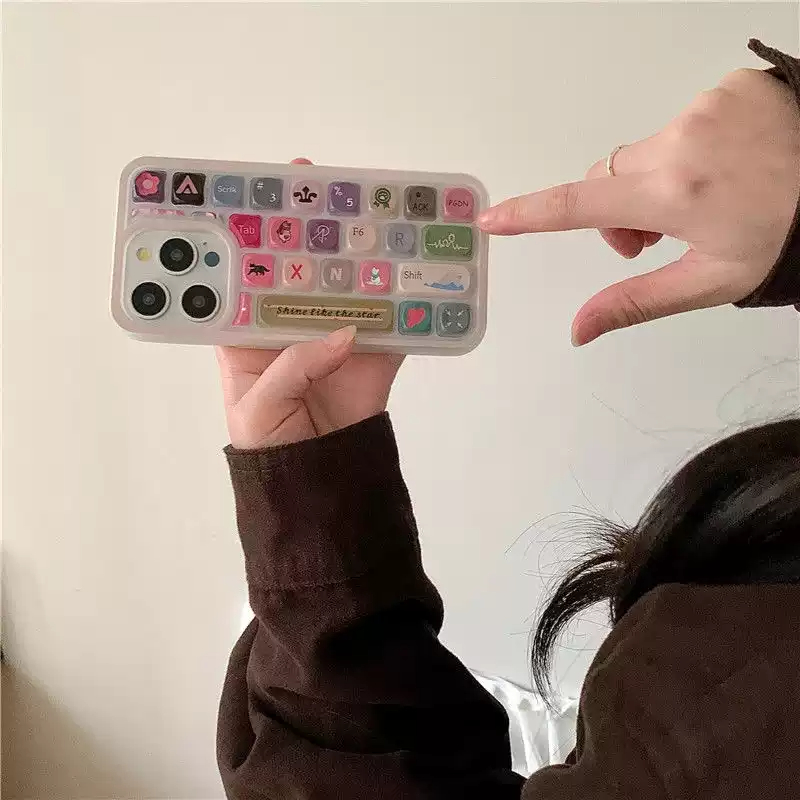 Stereo Keyboard Scarf Cat Phone Case Protective Sleeve