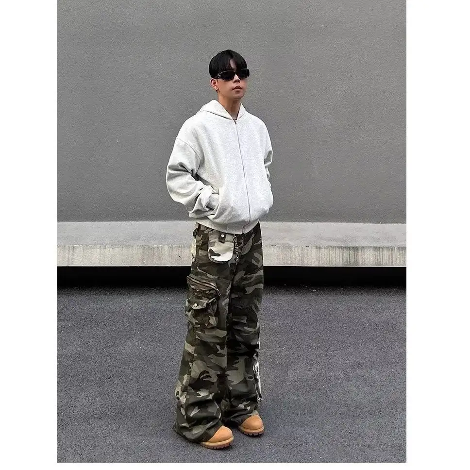 Men's Contrast Color Three-dimensional Pocket Overalls