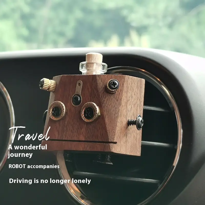 Wooden Car Decoration Essential Oil Bottle Robot