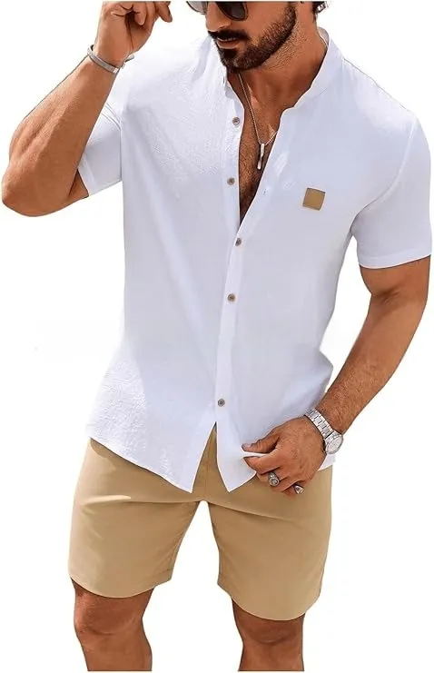 Fashion Summer Button Linen New Men's Shirt White - Shop at LoveMi