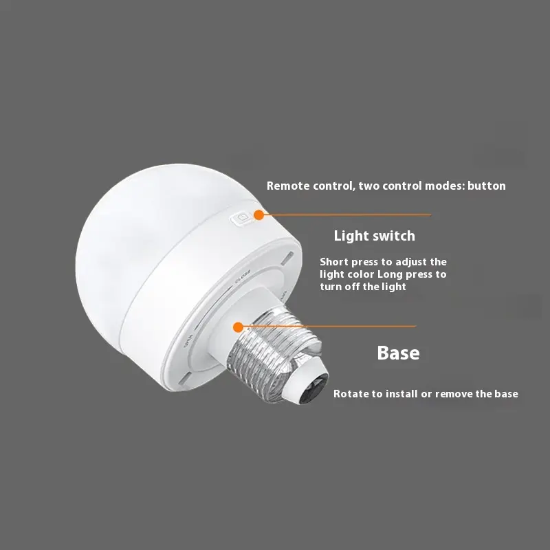 Energy-saving RGB Rechargeable Dimming Remote Control Button Operation LED Lamp Atmosphere Bulb