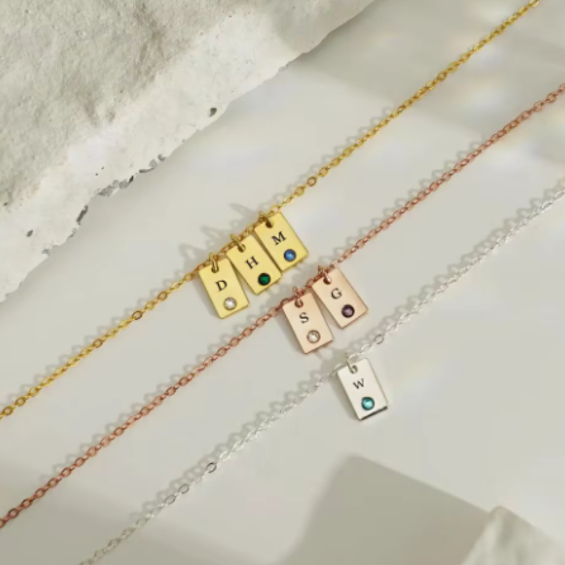 Stainless Steel Birthday Stone Necklace