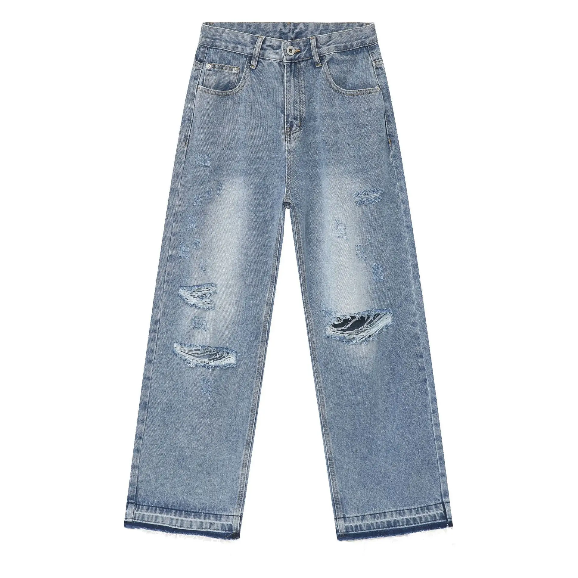 American Retro High Street Fashion Brand Ripped Jeans For Men