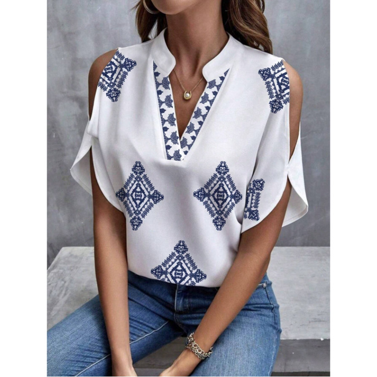 Women's Casual Geometric Printed Short-sleeved Top