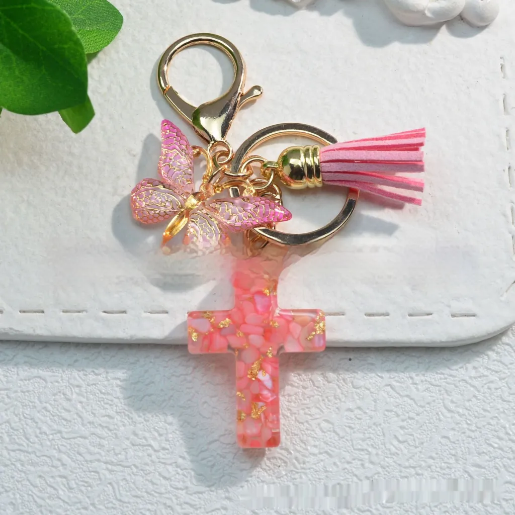 Resin Epoxy Cross Men's And Women's Bag Automobile Hanging Ornament - Pink
