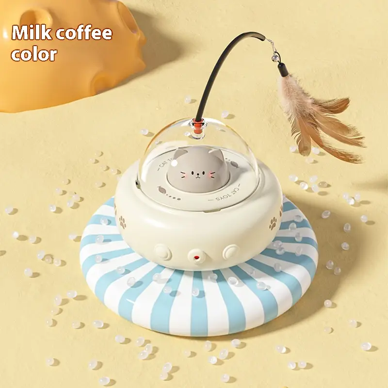 Smart Teaser Cat Toy Electric UFO Cat Teaser Stick with Bell Training Pet Toys