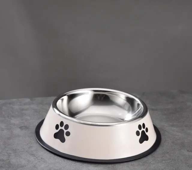 Printed Non slip Bowl Cat Stainless Steel Food Basin Rice Bowl White - Shop at LoveMi