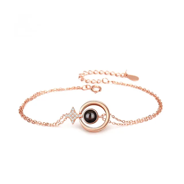 S925 Round Star Studded Diamond Women's Bracelet Rose Gold - Shop at LoveMi