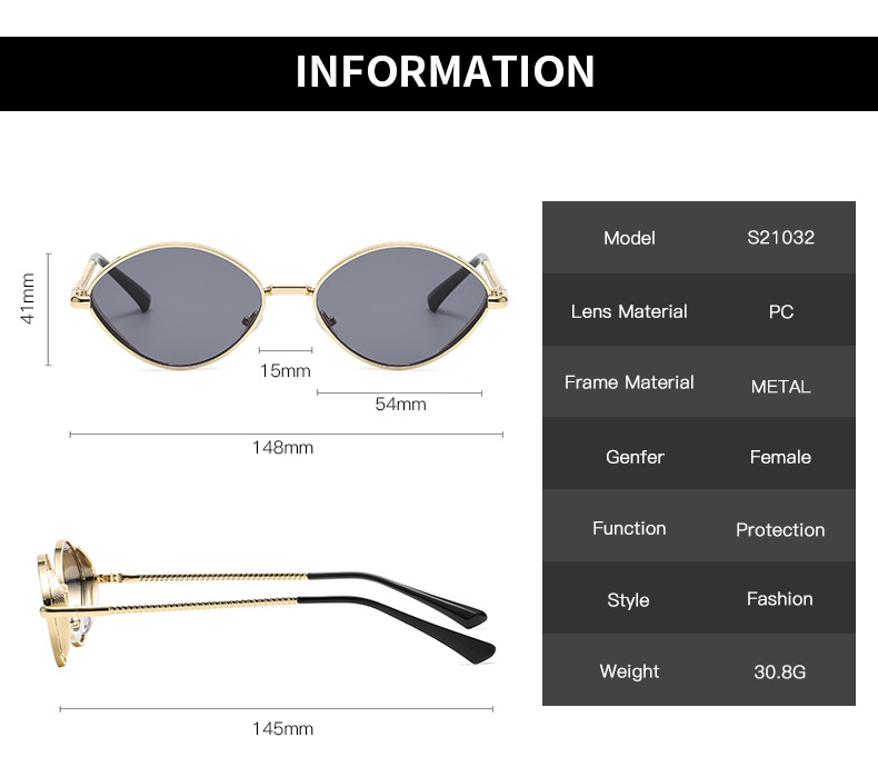 Oval Women’s Sunglasses – Diamond thread leg detail close-up
