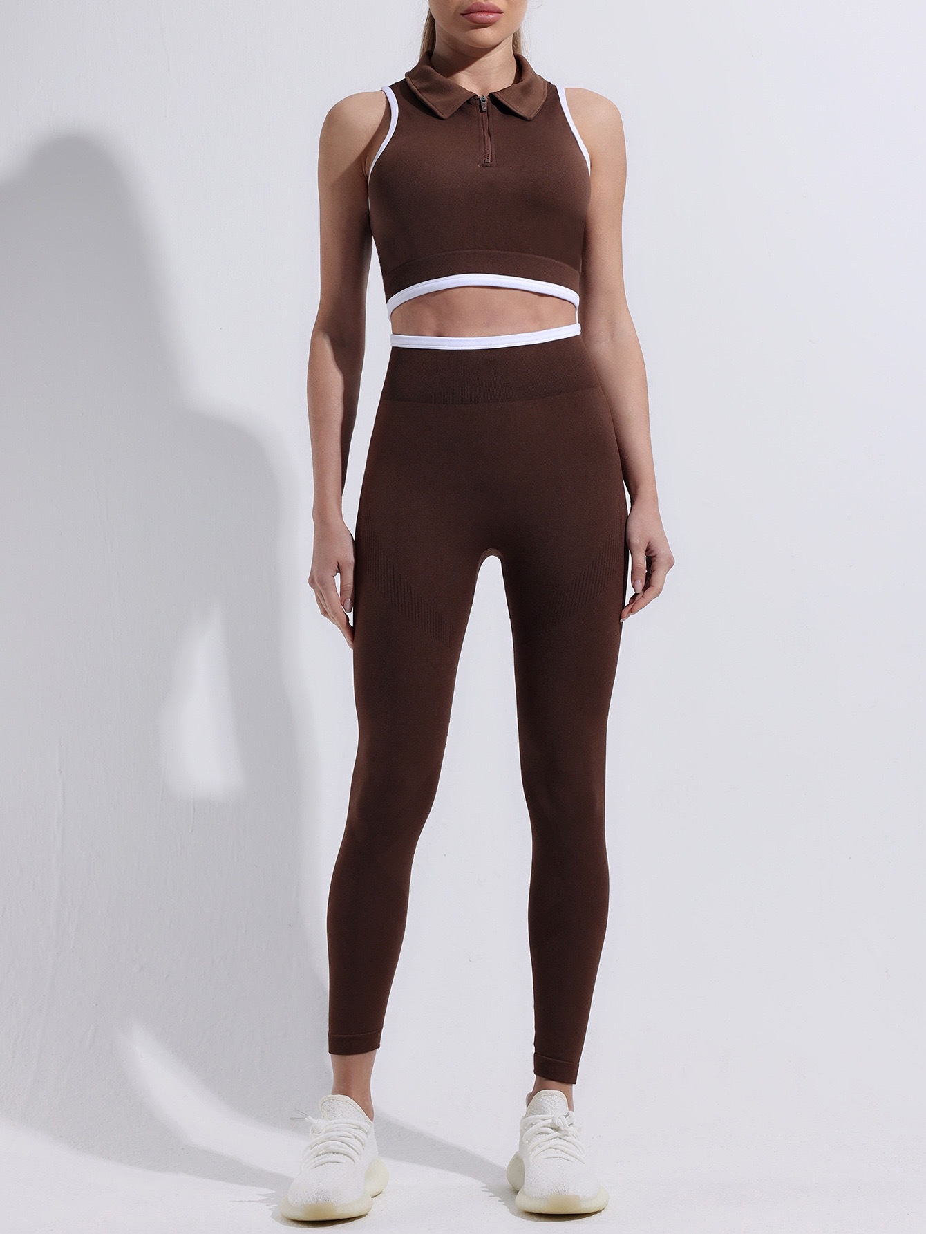 Round Neck Yoga Clothes Sleeveless Running Bra Fitness Trousers Sports Suit