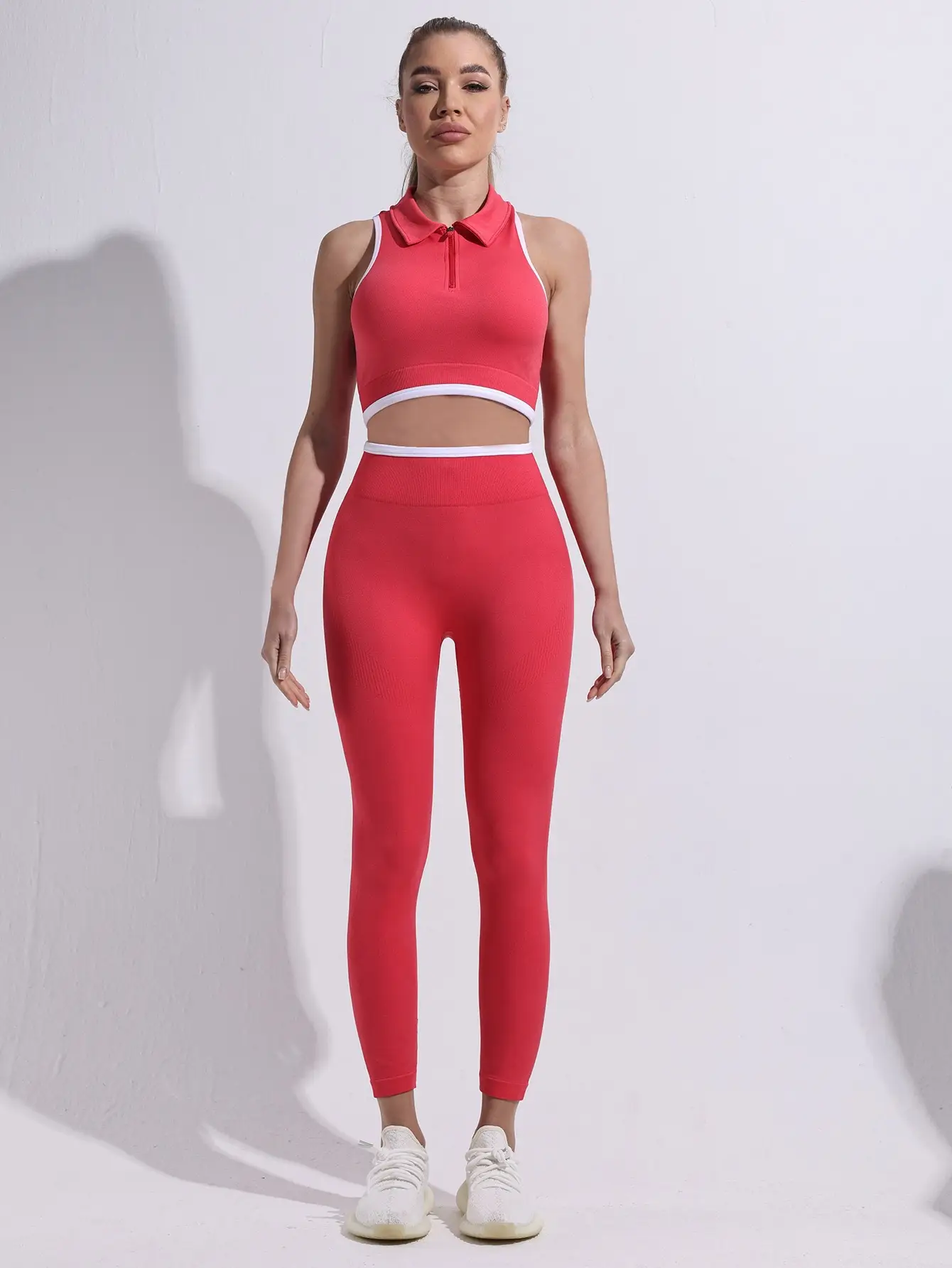 Round Neck Yoga Clothes Sleeveless Running Bra Fitness Trousers Sports Suit