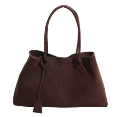 Tote Bag Large Capacity Commuter Portable Underarm Bag About Posture Magnetic Snap Bag - Brown - View 1