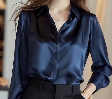 Professional Retro Unique Chic Purple Blouse Women Tops Navy - Shop at LoveMi